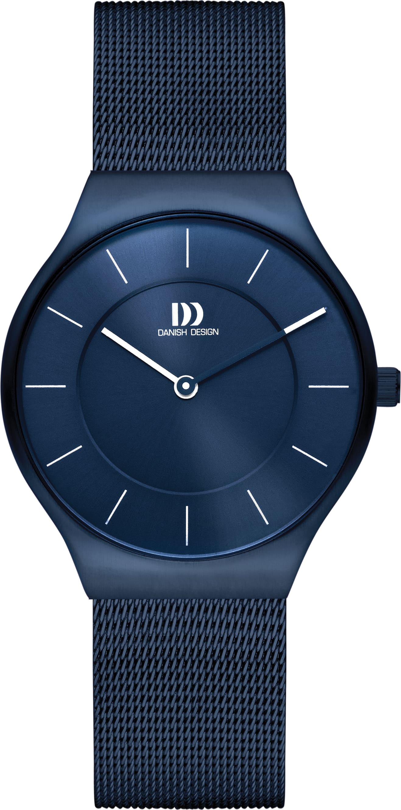 Danish Design horloge in diepblauw met fijn gevlochten milanese band.